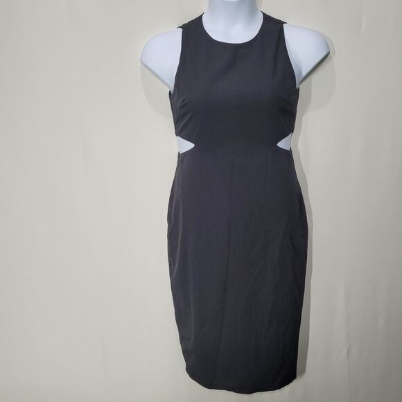 Yumi Kim Black Showtime Midi Dress with Side Cut-outs Size Medium - Picture 1 of 8